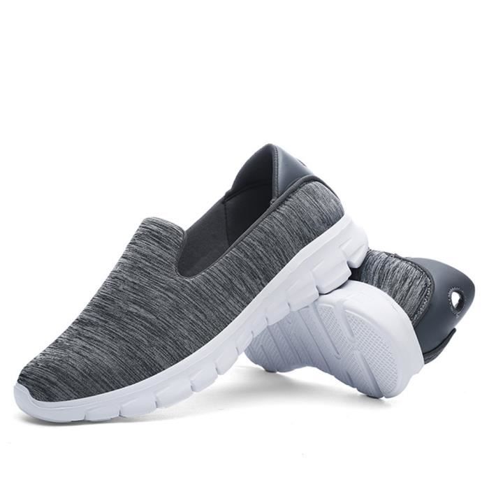 Mocassin Femme Confortable Marque de Luxe Loafer Plates Gris