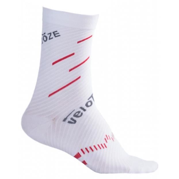 chaussettes de cyclisme à compression active - velotoze - laine mérinos - blanc/rouge
