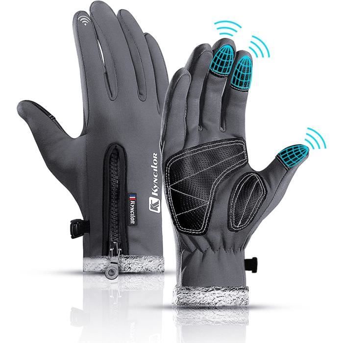 Gants Hiver Vélo VTT Homme Femme Gants Cyclisme Moto Scooter Ecran Tactile  Coupe-Vent Antidérapant Étanche Anti Froid Gris - Cdiscount Sport