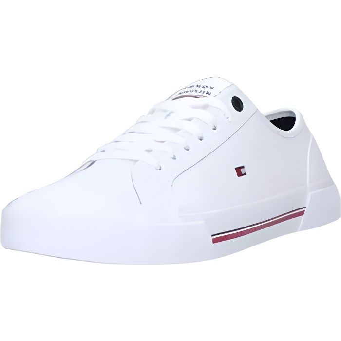 Baskets en cuir homme Tommy Hilfiger Ref 59207 YBS Blanc Blanc Cdiscount Chaussures