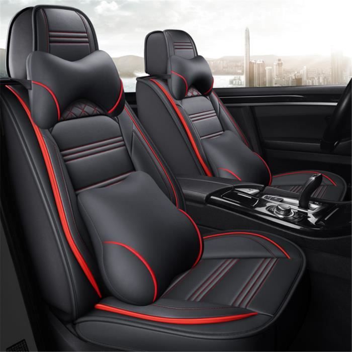 Neufu 10pcs Kit Housses De Siege Cuir Pu Protection Auto Noir