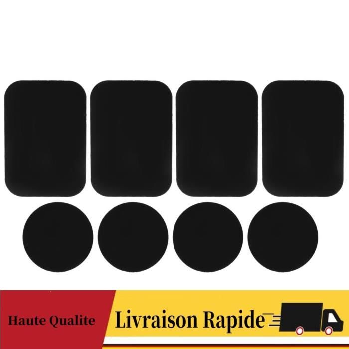 Lot de 8 plaques métalliques adhésives pour support de téléphone magnétique