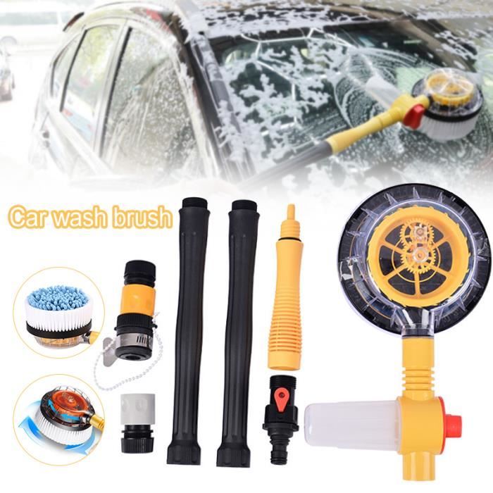 Brosse à eau de lavage de voiture, vadrouille à rotation automatique, brosse de lavage de voiture télescopique à long manche