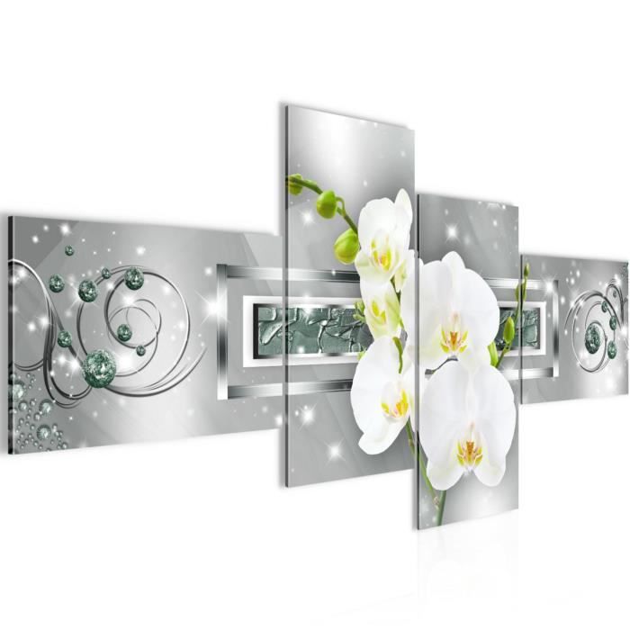 Tableau Mural XXL Fleurs Orchidée - 200x80 Cm - 5 Parties - Décoration Murale Moderne