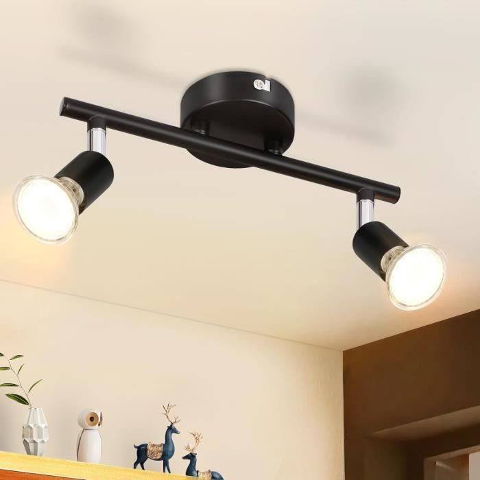 Plafonnier Hofstein 2 Spots Métal Brossé Blanc - Lampe Suspendue Pour Couloir, Cuisine, Salon