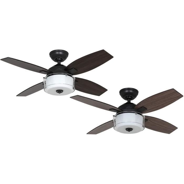 Ventilateur de plafond 107 cm avec éclairage LED 22 W, télécommande, moteur CC réversible, blanc