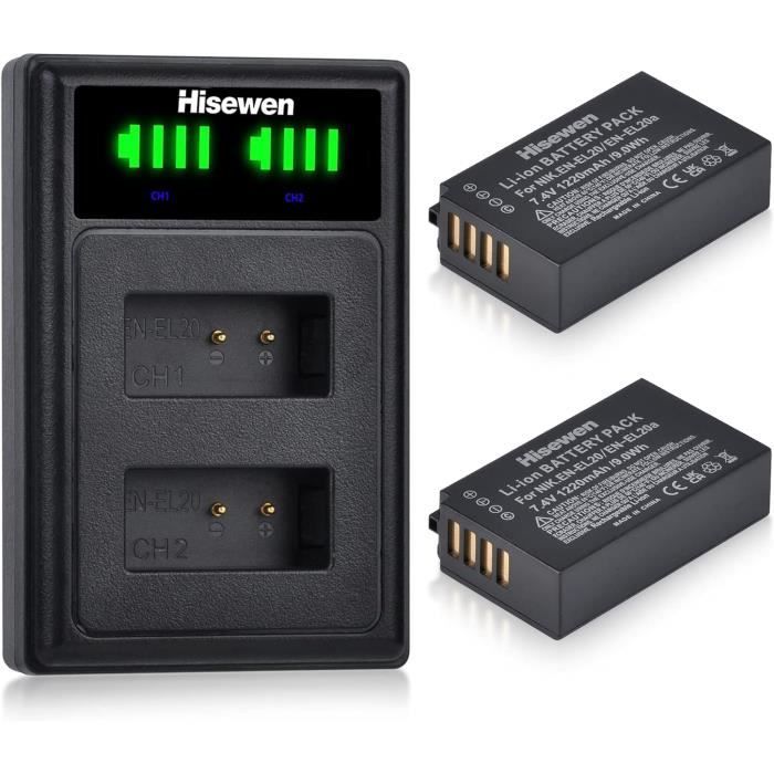 Batterie Et Chargeur USB EN-EL20 Pour Nikon – Compatible Coolpix P950, P1000, J1, J2, V3, Etc.