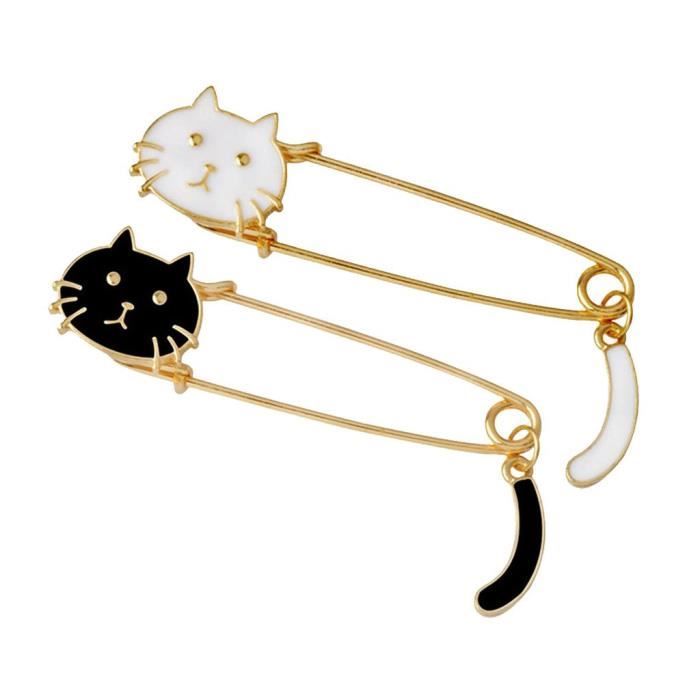 2pcs Bijoux De Femme Epingles De Broche Motif Chat Noir Blanc Decoration Manteau Veste Sac A Main Cadeau Ideal Po Z58 Achat Vente Broche 2pcs Bijoux De Femme Epingles