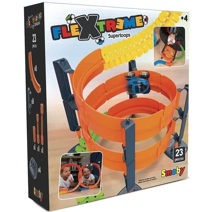 Smoby - FleXtreme - Set Superloops - Création de Looping - Accessoire pour Circuit Voiture