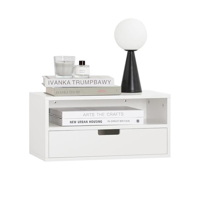 Chevet suspendu NKD03-W SoBuy - Table de Nuit Flottante avec 1 Tiroir 45 x 25 x 22 cm Blanc