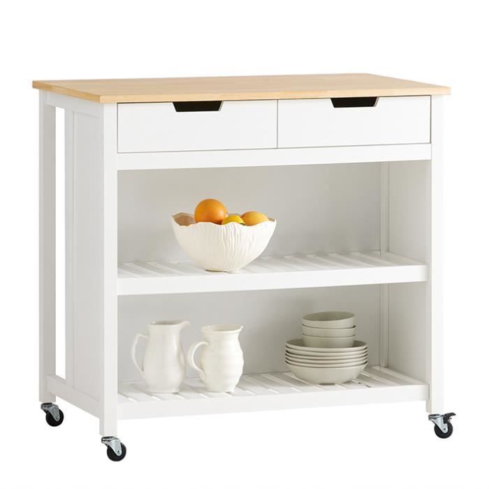 sobuy® fkw74-wn meuble de cuisine desserte de cuisine à roulettes table roulante meuble de rangement pour cuisine et salon