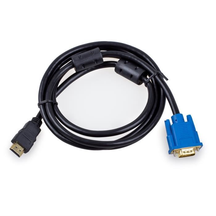 Câble d'adaptation HDMI mâle vers VGA HD15 mâle 15 broches 6FT 1.8M