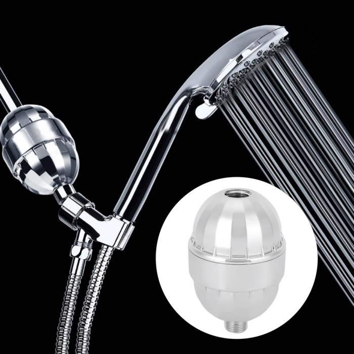 Filtre à Eau De Bain 8 étapes - Adoucit L'eau Dure, Sans BPA - Portable, Pour Peaux Sensibles Et Cheveux - Noir