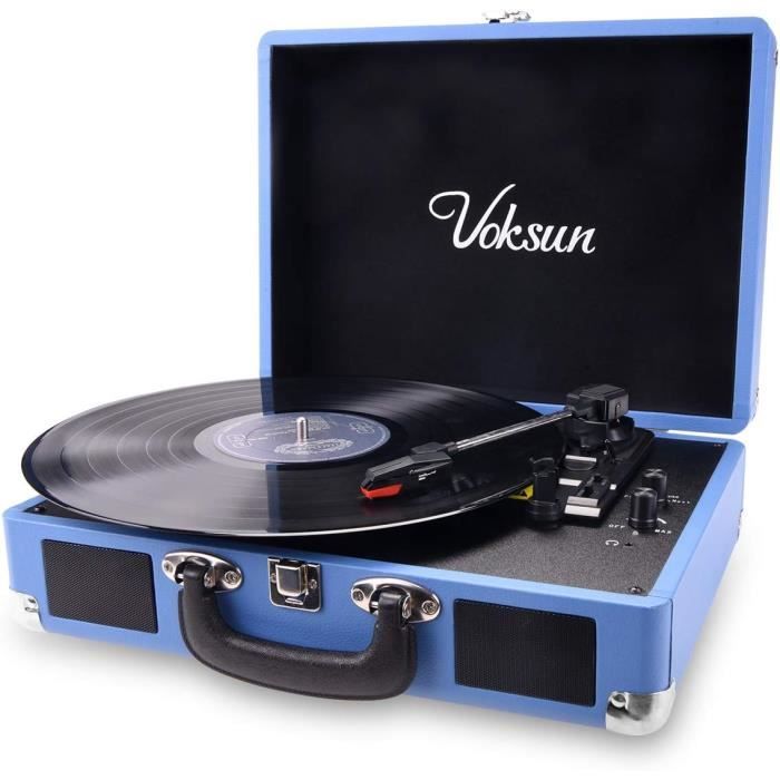 VOKSUN Platine Disque, Bluetooth Tourne Disque Rétro Portable avec 2 ...