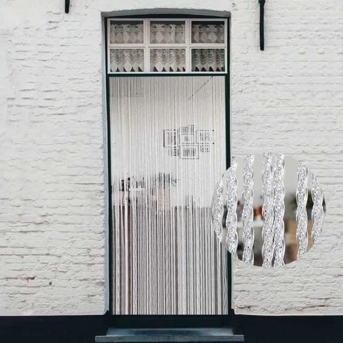 DEFACTO Rideau De Porte à Fils PVC – 100 X 220 Cm – Rayures Pailletées Transparent – Fabriqué En Italie – Anti-insectes & Brise-vue