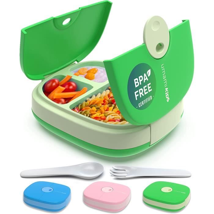 Umami Lunch Box Enfant avec 3 Compartiments et 2 Couverts étanche, Durable Boite Repas