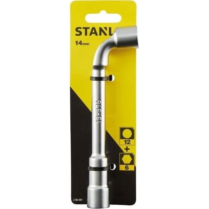 Clé à pipe débouchée - STANLEY - 6x14 pans - Acier chrome vanadium - Finition chrome mat