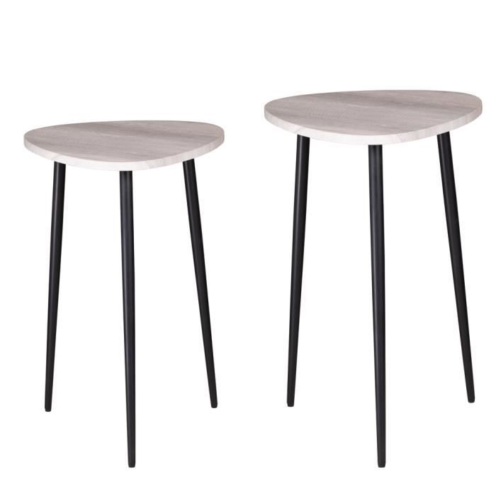 set de 2 sellettes orion - table passion - gris - pieds en métal noirs - esprit vintage