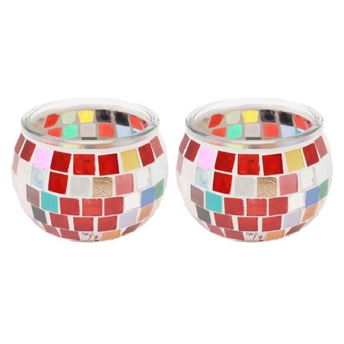 Photophore en verre mosaïque fait à la main - Romantique - Photophore coloré - Centre de table en verre pour fête de mariage, dîner, maison, bar Photophore en verre mosaïque fait à la main - Romantique - Photophore coloré - Centre de table en verre pour fête de mariage, dîner, maison, bar