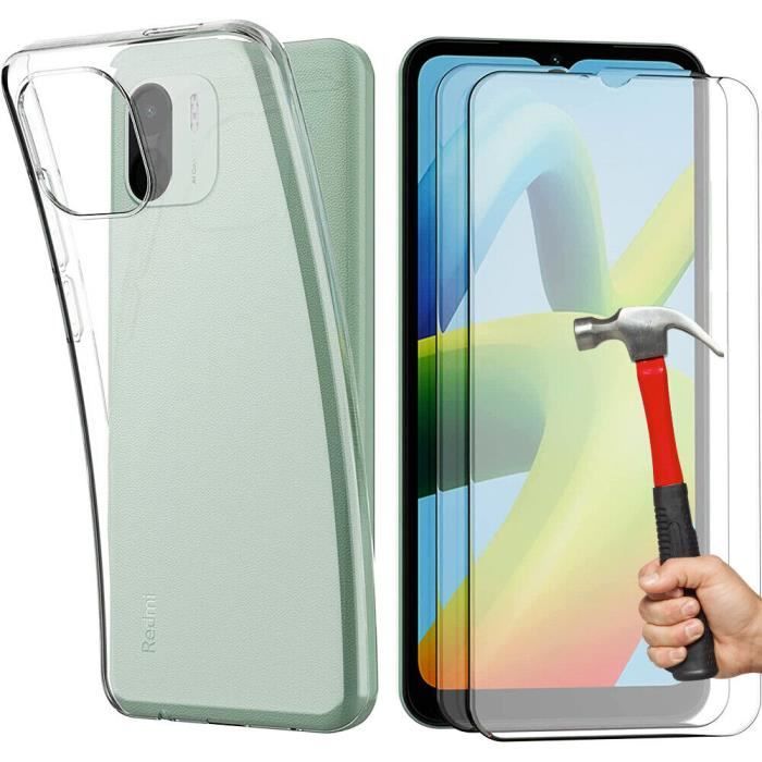 Coque Hybride + Vitre Trempée Pour Xiaomi Redmi 12C – Noir Et Rouge