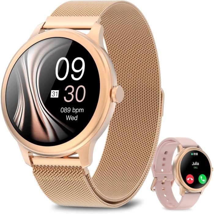 NAIXUES Montre Connectée Femme Appels Bluetooth Diamant Incrusté 2  Bracelets Assistant Vocal 20 Modes Sportif Musique Android iOS - Cdiscount  Téléphonie