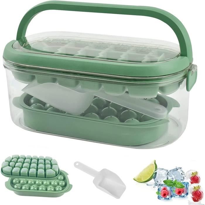 Plateau De Congélation En Silicone Avec Couvercle – Lot De 2 – Compartiments Gradués (1/2 Tasse, 1 Tasse…) – Pour Soupes, Sauces
