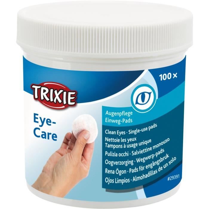 TRIXIE Compresses de soin - Pour la région des yeux - 100 pièces - Pour chiens, chats et autres petits animaux