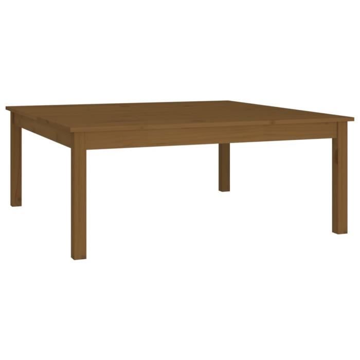 Table basse carré, Table de Salon table en bois massif Style Classique, 100x100x40cm (LxlxH), marron miel