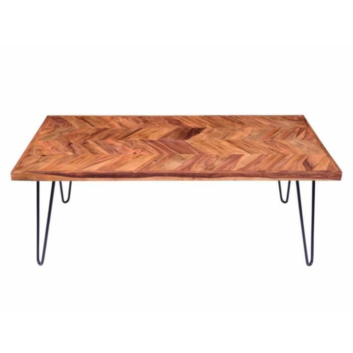 Table basse en bois de sheesham et métal - Naturel et noir - CARANA