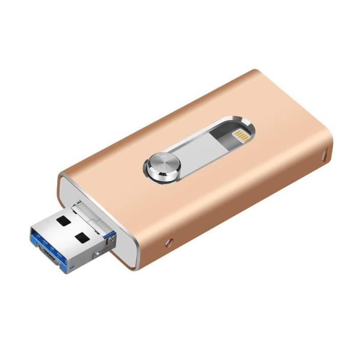 VSHOP® Extension Mémoire iPhone iPad, Cle USB 64 Go, Cle usb 3 en 1, USB  3.0 Flash Drive pour iPhone- iPad- iPod- Android