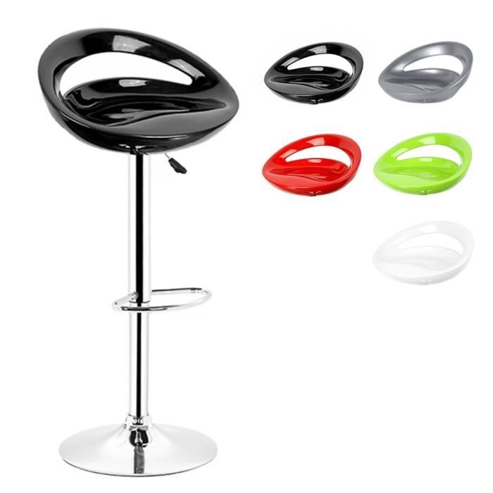 2 X Tabouret bar en plastique ABS noir Chaise à manger robuste 43x43x(81-101) cm - Willonin® Réglage en hauteur