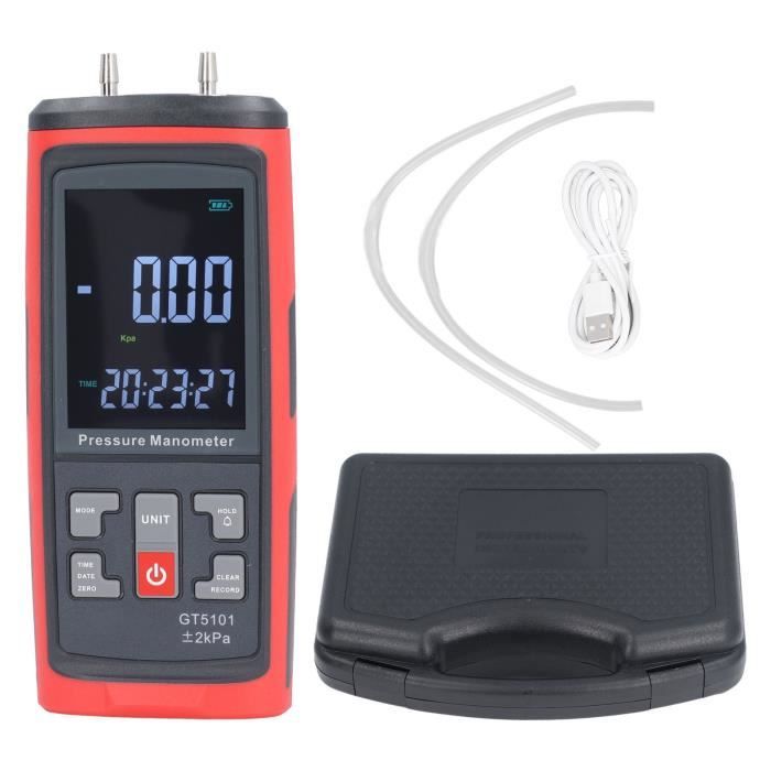 Manomètre Différentiel Numérique ±206.8 KPa - Testeur Pression Gaz Double Port Kethvoz + Alarme