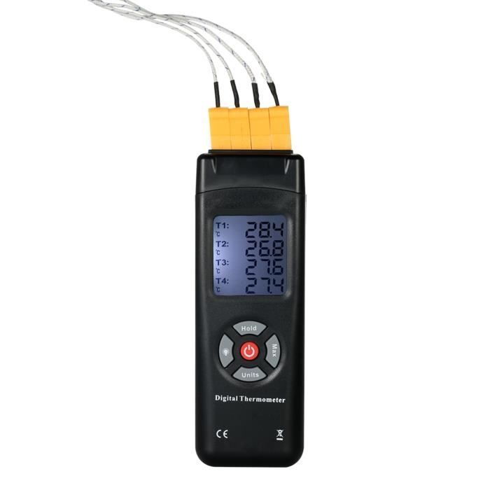 Thermomètre Numérique 4 Canaux Type K - Plage -50°C à 1350°C