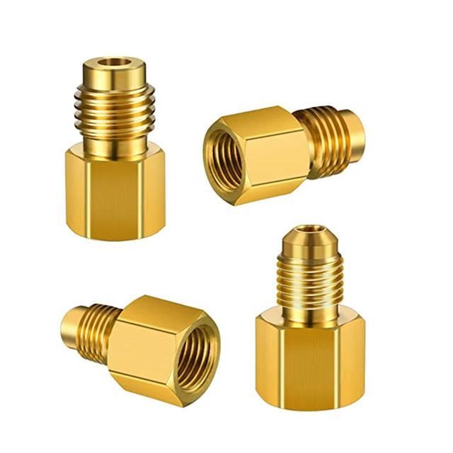 Lot De 2 Adaptateurs R134a Climatisation Auto - Laiton - 1/4 SAE - Haute Pression - Pour Réfrigérant