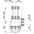 Siphon de lavabo - WIRQUIN - Filetage 1/4" - Matière ABS - Diamètre de sortie 40 mm-1