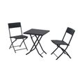 Ensemble meubles de jardin - OUTSUNNY - Table carré et chaises pliables - Résine tressée 4 fils - Métal noir-1