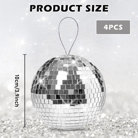 Disco Balls 4 PCS Boules à Facettes, 10 Cm Boule Disco, Boules à Facette à Suspendre, Disco Ball, Mirror Balls Décoration Pour Jeux De Lumiere, Fête, Carnaval Boule De Noel Disco