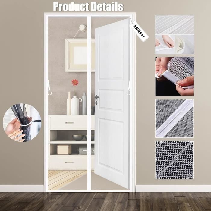 Moustiquaire Porte Fenêtre Magnétique 215x200cm Anti Moustique Rideau