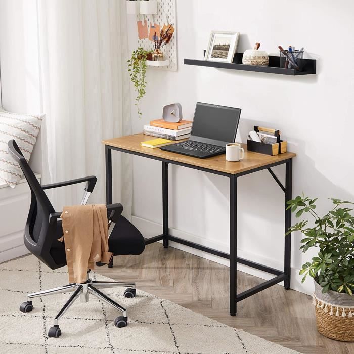 Bureau, table, poste de travail, petite taille, 100 x 50 x 75 cm, pour  bureau, salon, chambre, assemblage simple, métal, style ind - Cdiscount  Maison
