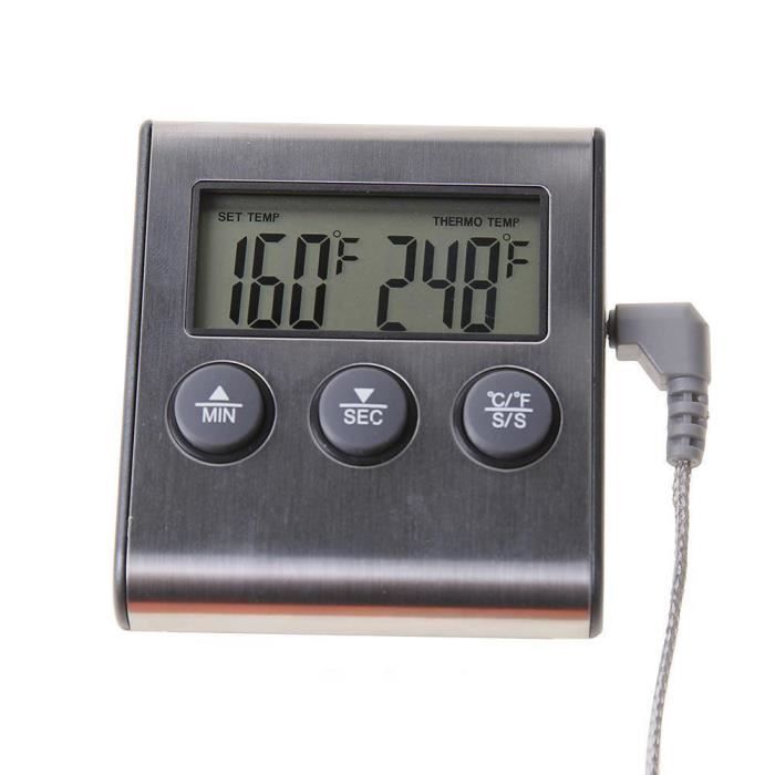 0-300℃ Thermomètre de cuisine avec sonde, Thermomètre et Minuteur Cuisine,  Thermomètre digitale a sonde pour viande,barbecue - Cdiscount Maison