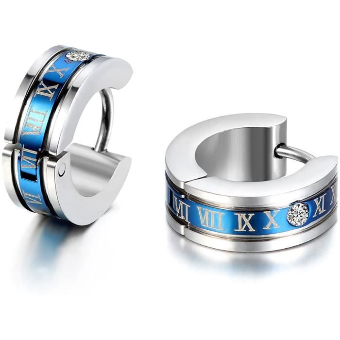5 Paires Boucles D'Oreilles Clips Plume - Acier Inoxydable, Argent/Or/Noir, Pour Homme Et Femme