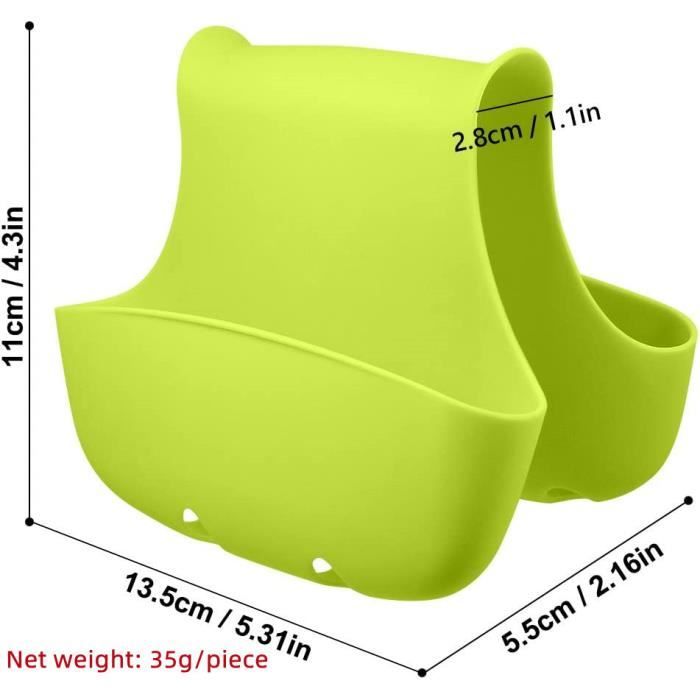 Porte-éponge Avec Ventouses Pour Salle De Bain | Support De Drainage Sans Perçage | Dimensions 13x9x3,5 Cm | Vert