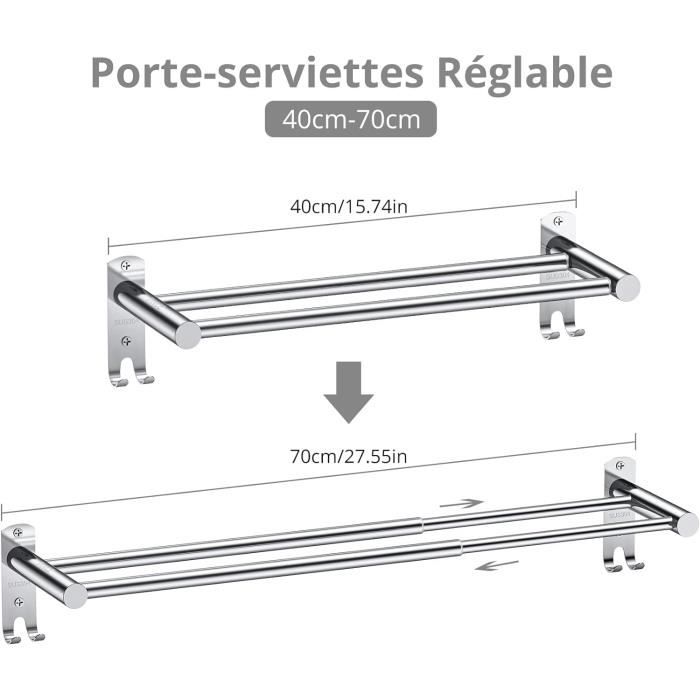 Dream-MONT DC Porte serviette 5 crochet Double Etagère en Aluminum