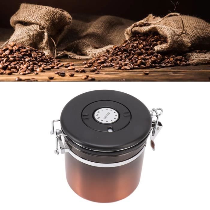 SIPLIV Mini Boîte à Café Voyage Hermétique Acier Inoxydable Et Verre - 113g Argenté