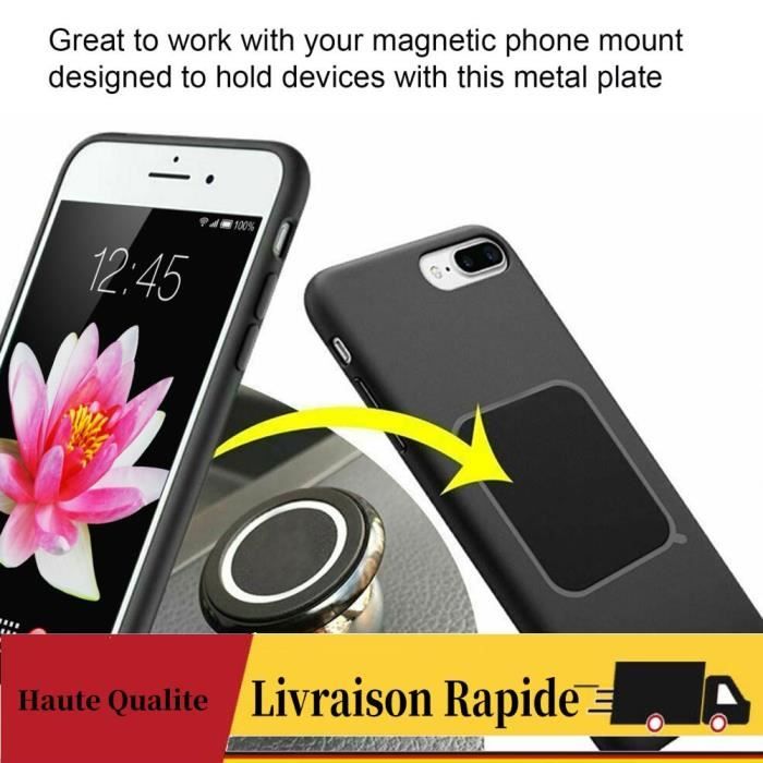 Lot De 6 Plaques Métalliques Pour Support Téléphone Voiture Magnétique - Adhésif Fort, Argent