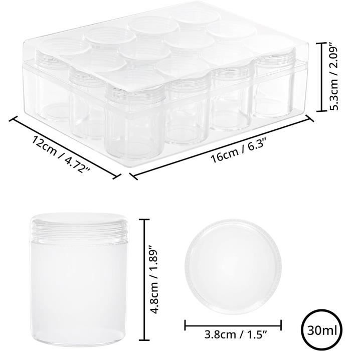 Lot De 12 Bouteilles En Plastique Rectangulaires Vides - Rangement Perles/bijoux - 160x122 Mm