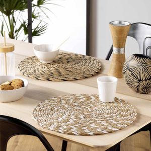 Lot de 6 sets de table en coton MAHA - 45 x 30 cm - Vert Kaki
