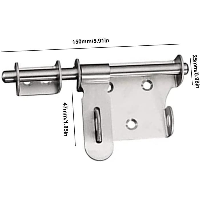 Verrou à Ressort (Barrel Bolt) 3 Pouces - Agrafeuse De Sécurité Pour Porte, Loquet Métallique Argenté - Uxcell