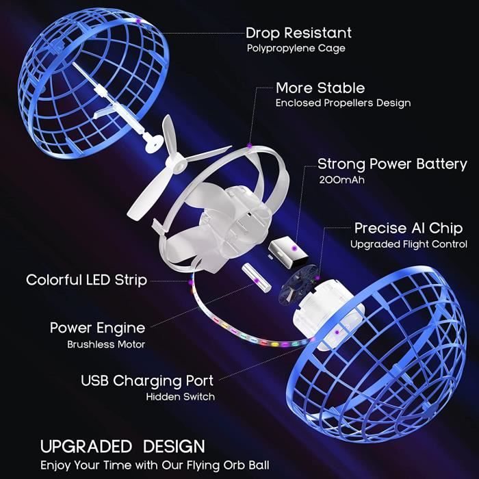 Boule Volante Lumineuse - Flying Ball Hover Ball - LED Balle Boomerang