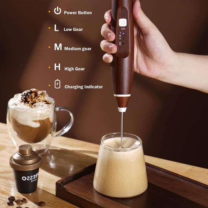 Mousseur à Lait électrique Portable - 3 Vitesses, Rechargeable USB, Pour Café Et œufs - Neuf